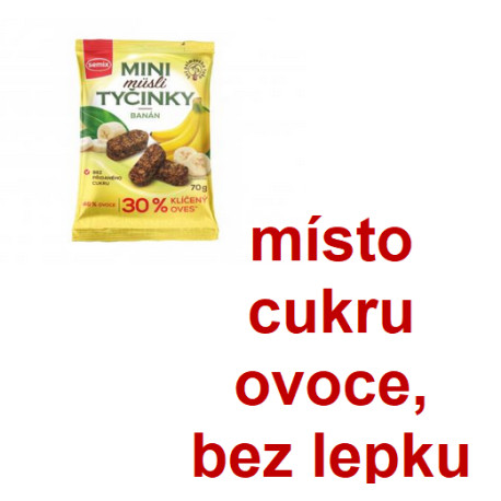 Měkké mini müsli tyčinky s banány 70g / bez lepku - Semix